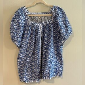 Max Studio Blue and White Patterned Blouse